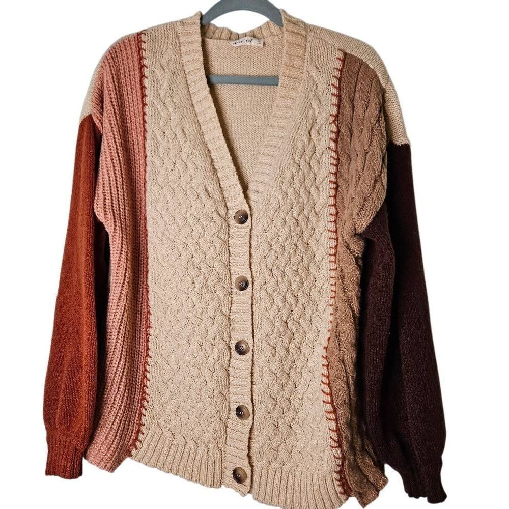 New In color block oversized cardigan.  M, #945